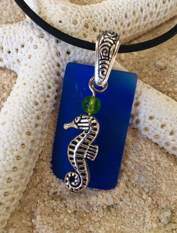 Sea Glass Seahorse Charm Necklace