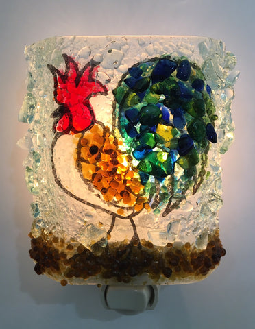Rooster Reborn Glass Recycled Bottle Glass Night Light
