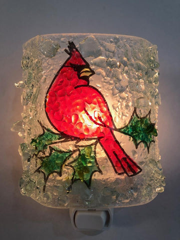 Cardinal Recycled Bottle Glass Night Light