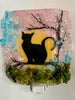 Cat in a Spring Cherry Blossom Tree Recycled Glass Night Light