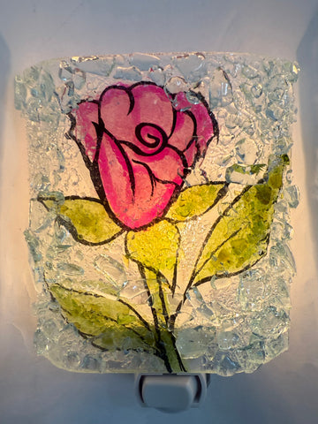 Pink Rose Recycled Glass Night Light