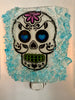 Day of the Dead Sugar Skull Halloween Recycled Glass Night Light