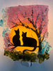 Cats in a Spring Cherry Blossom Tree Recycled Glass Night Light