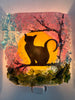 Cat in a Spring Cherry Blossom Tree Recycled Glass Night Light