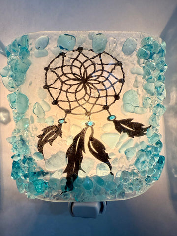 Dream Catcher Recycled Bottle Glass Night Light