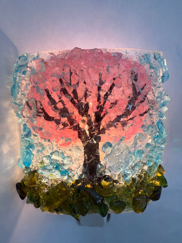 Cherry Blossom Tree Recycled Bottle Glass Night Light