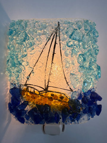 Sailboat Reborn Glass Night Light