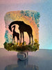 Rainbow Giraffe Mom and Baby Silhouette Recycled glass Night Light