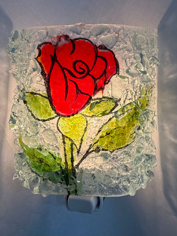 Red Rose Recycled Glass Night Light