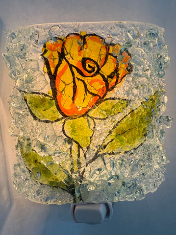 Yellow Rose Recycled Glass Night Light