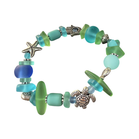 Goddess of the Sea--Seaglass Prayer Bracelet