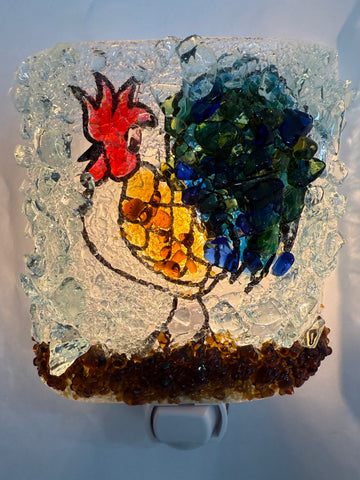 Rooster Reborn Glass Recycled Bottle Glass Night Light