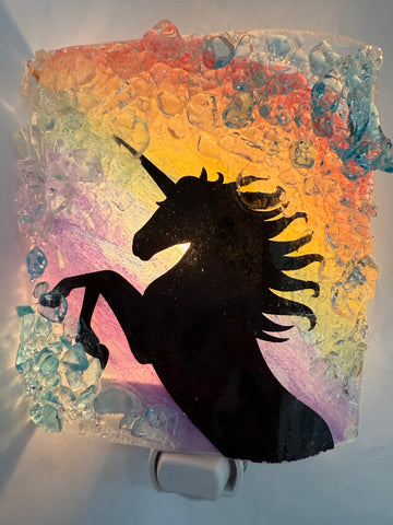 Rainbow Unicorn Recycled Glass Night Light