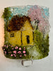 Storybook Cottage House in the Woods Recycled Glass Night Light