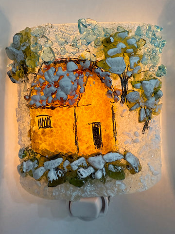 Winter Cabin in the Woods Night Light