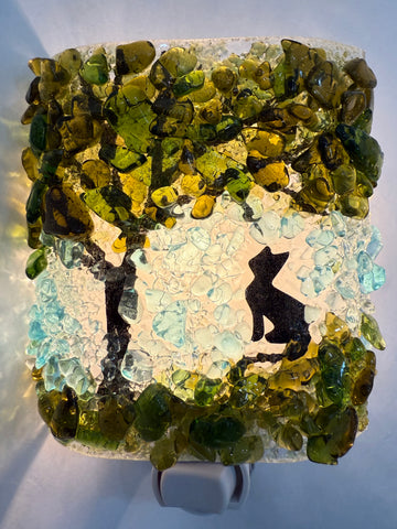 Summertime Kitty Recycled Bottle Glass Night Light