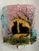 Cats in a Spring Cherry Blossom Tree Recycled Glass Night Light