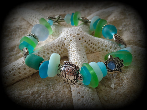 Bracelet Reborn Glass Surf Series: Sea Glass Stretch Bracelet