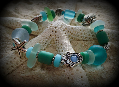 Goddess of the Sea--Seaglass Prayer Bracelet