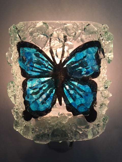 Blue Butterfly Night Light - RebornGlass.com
