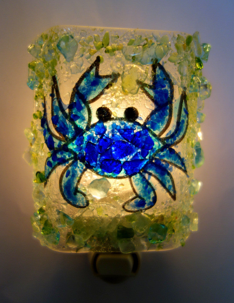 Blue Crab Night Light - RebornGlass.com