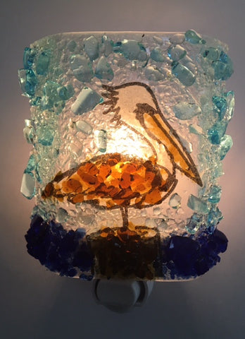 Ft Myers Beach Pelican - Reborn Glass Night Light