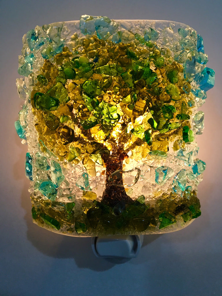 All Mighty Oak Tree Recycled Glass  Nightlight - RebornGlass.com
