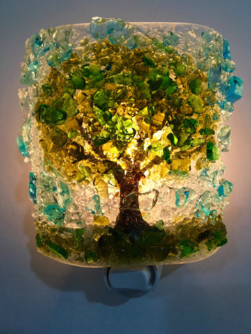 All Mighty Oak Tree Recycled Glass  Nightlight