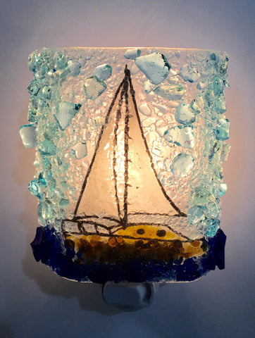 Sailboat Reborn Glass Night Light