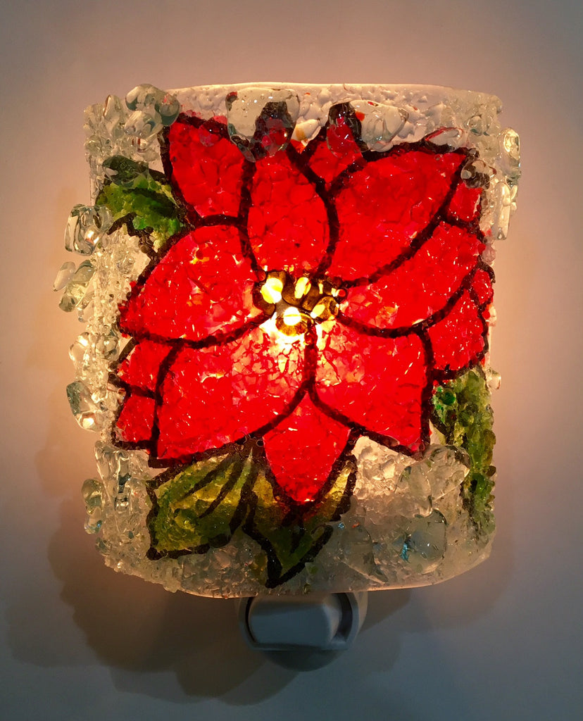 Poinsettia Night Light - RebornGlass.com