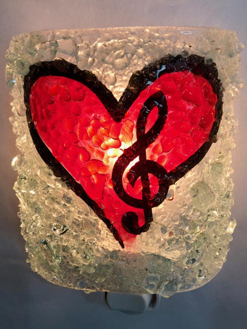 Music in My Heart Recycled Bottle Glass Night Light
