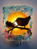 Mama Bird and Nest in Cherry Blossom Tree Recycled Glass Night Light - RebornGlass.com