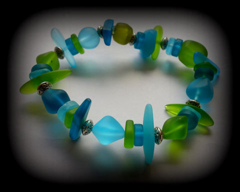 Reborn Glass Paradise Series: Sea Glass Stretch Bracelet